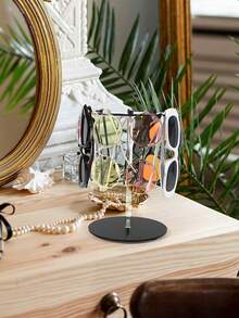 1 giá đỡ trưng bày kính râm bằng acrylic, màu đen cao cấp, trong suốt, xoay 360°, giá đỡ tròn nâng cao, kệ đựng kính mắt để bàn trong suốt, vật trang trí bàn làm việc - màu đen - Xem 2