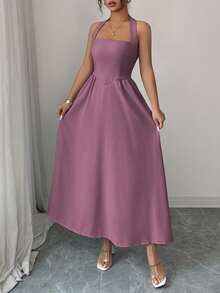 Unadoll 女士春季露背吊带拉链连衣裙，休闲优雅，适合海滩、度假、约会、音乐节、情人节、生日等场合。