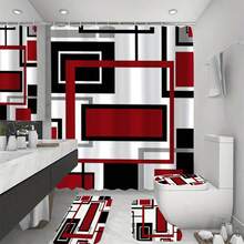 Bộ 1/4 rèm tắm in họa tiết hình học, cao cấp, thanh lịch, dễ lắp đặt, phù hợp trang trí nhà cửa, kèm 12 móc treo. Rèm cửa sổ bồn tắm bằng vải polyester, vách ngăn phòng tắm, trang trí phòng, có thể giặt máy. - Nhiều màu - Xem 9