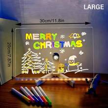 Bảng trắng acrylic có đèn LED nền, kèm chân đế, có thể dùng làm bảng ghi nhớ, bảng tin nhắn LED, bảng trắng, kèm bút viết bảng, thích hợp cho văn phòng, trường học và gia đình. - Nhiều màu - Xem 10