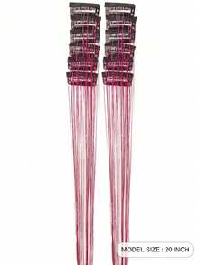 12片/套 女士激光闪光丝带直发接发片，7种颜色亮泽发夹套装