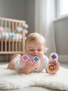 2pcs/Set Adorable Lion Shaped Baby Teether & Realistic Gaming Console Teether - Silicone - Sensory Soothing Toys For Infants - Perfect Gifts For Halloween, Thanksgiving And Christmas, Best Baby Toys - Multicolor - View 6