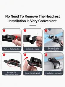 2个装汽车头枕挂钩，黑白两色，耐用ABS材质，后座储物整理器，旅行必备 - 彩色 - 查看 2