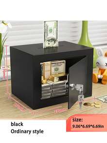 1个多功能阻燃保险箱，钢制安全锁保险箱，小型隐蔽式保险箱，用于存放现金、珠宝、重要文件 - 9.06*6.69*6.69英寸，升级锁芯，安全性更高，适用于橱柜、桌面、汽车，阻燃防盗保险箱，用于管理重要文件、珠宝、现金 - 23*17*17cm - 查看 11