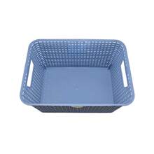 Pack 2 Canastas Con Tapa Estilo Rattan Multiusos - Azul - Ver 6