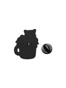 QIHOO 2pcs Animal Flowerpot Enamel Needle Cute Cat And Dog Brooch Lapel Badge Jewelry Gift For Friends