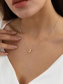 14K Gold Plated Bubble Letter Necklace, Dainty A-Z Initial Pendant Necklace, Personalized Name Necklace, Cute Gold Chain Jewelry, Christmas Jewelry Gift - Gold Box Chain 26 Letter Necklace - View 7