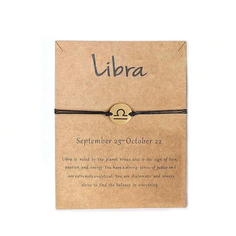 Silver Zodiac Bracelet Constellation Sign Bracelet For Women.12 Astrology Horoscope Bracelet/Anklet Friendship Couple Jewelry With Card,Libra(Gold) - Libra(Gold) - View 1