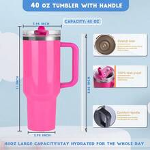 40 Oz Tumbler With Handle Quenchers ProTour Detachable Flip Straw Lid TumblerVacuum Insulated Tumblers With Top Leak Proof Lids And Flip Straw Reusable Insulated Cup Rose Red 40 Oz - Màu be - Xem 7