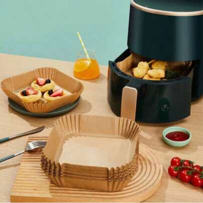 50pcs Paper Air Fryer Liners, Non-Stick Baking Paper, Compatible With Most Air Fryers Air Fryer Kitchen Air Fryer Liners Air Fryer Paper Airfryer Air Frier