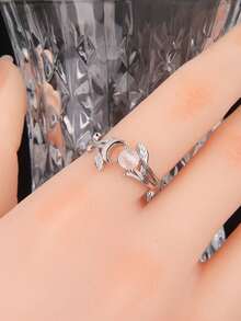 Pure Silvery S925 Moonstone Star And Moon Matching Ring For Women, Suitable For Engagement Banquet Jewelry 4.5g, Gift For Eld, Gift For Ramadan - Silver - View 3