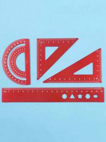 Règle en métal en forme de cœur, règle triangulaire et rapporteur, convient aux étudiants, architectes, arpenteurs, à la maison, à l'école, au bureau et autres occasions