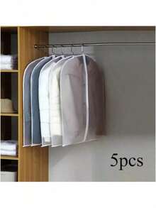 5pcs Garment Bags Set, Transparent Zipper Dust Cover, Wardrobe Storage Moisture-Proof, Transparent Clothing Protective Cover, Durable Stitching, For Clothes Use, Ideal Household Items - Multicolor - View 10