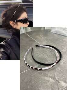 2/1 时尚宽版之字形发带，男女通用 - 塑料波浪发带，带齿梳 - 女士简约基础款大波浪发箍，经典90年代发饰，可用于洗脸、护肤、化妆、日常佩戴，发饰，礼品