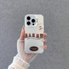1 pieza funda de teléfono de moda transparente de color claro con diseño de cinco ositos de dibujos animados, ideal para chicas modernas. Material suave resistente al agua y a caídas. Compatible con Apple  11 Pro Max, 12 Pro Max, 13 Pro Max, 14 Pro Max, 15 Pro Max, 16 Plus, 16 Pro Max,  Galaxy S21, S22, S23, S24 Ultra, Redmi Note 13, 14,  Pura 70, OPPO Reno 11, Honor X9,  Pixel 7. - Blanco - Ver 2