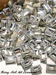 30pcs Shiny White Transparent Square Tip Diamond Glass Nail Art Rhinestone Decorations - Multicolor - View 3