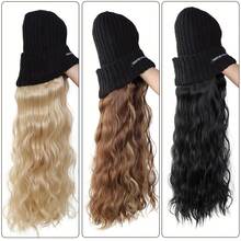 Heat-Resistant Synthetic Long Wave Hairpiece With Elastic Knit – Versatile Straight & Curly Style - 黑帽1b - 查看 10