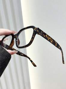 1 Stück Damen einfacher polygonaler Rahmen Klarglas Brille, geeignet für den täglichen Gebrauch, Brillenzubehör für Frauen - Transparent - Übersicht 4