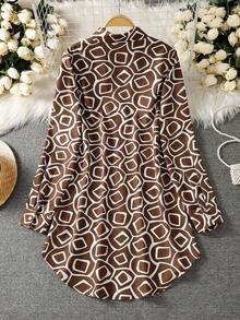 女士全身印花前扣短款后长款度假家居阿拉伯风格上衣 - 彩色 - 查看 2