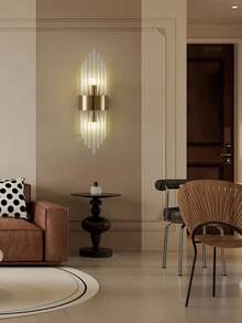 1pc/2pcs Black Crystal Indoor Wall Lamp, Stainless Steel Lamp Body, Semi-Flush Mount, Includes Neutral G9 Light Source, Suitable For Living Room, Bedroom, Bedside, Home Decor, Outdoor Wall Lighting - Multicolor - View 3