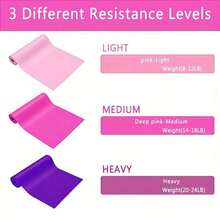 3pcs Pink Ombre Yoga Resistance Bands, Strength Training Stretch Bands, Fitness Elastic Bands, Yoga Resistance Loops - Pink Gradient Yoga Resistance Band - View 5