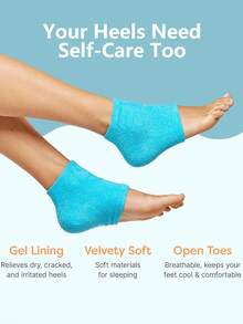 3/2/1 双装硅胶保湿舒缓睡眠袜，软化滋养干裂脚后跟，夜间SPA袜