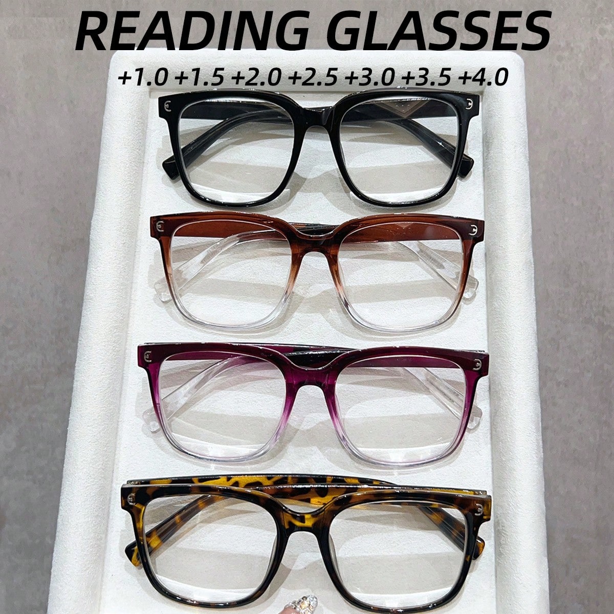 Piezas Gafas de lectura de montura cuadrada de moda, versátiles para uso diario casual, gran regalo para mujeres
