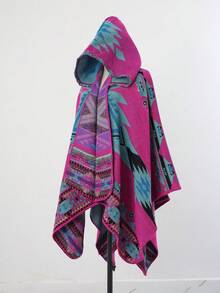 1 pieza Poncho/chal casual minimalista de jacquard geométrico, para uso diario - Multicolor - Ver 7