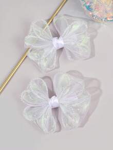 2pcs Multicolor Mesh Hair Bows For Baby Girls Elegant Mesh Alligator Clips Sparkly Tulle Hair Clips Sweet Casual Hair Barrettes Girls Gifts Hairpins Baby Hair Accessories - Multicolor - View 6