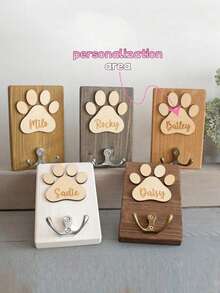 个性化定制文字牵引绳挂钩，定制名字木质墙钩，可定制卡通文字装饰挂钩，猫咪时尚款，个性化木质狗牵引绳挂架，狗绳收纳架，手工狗牌，牵引绳收纳，木质标牌 - 彩色 - 查看 5
