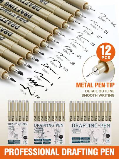 24pcs Micro-Line Pens - 6/9/12 Pcs Multi-Functional Black Fine Liner Pens (12 Nib Styles To Choose) & 12 Vibrant Colors, Super Fine Tip Pen Set, Suitable For Detailed Drawing, Sketching And Writing - Perfect For Artists And Hobbyists, Great Gift For Boys/Girls Students, Back To School & Teacher Rewards