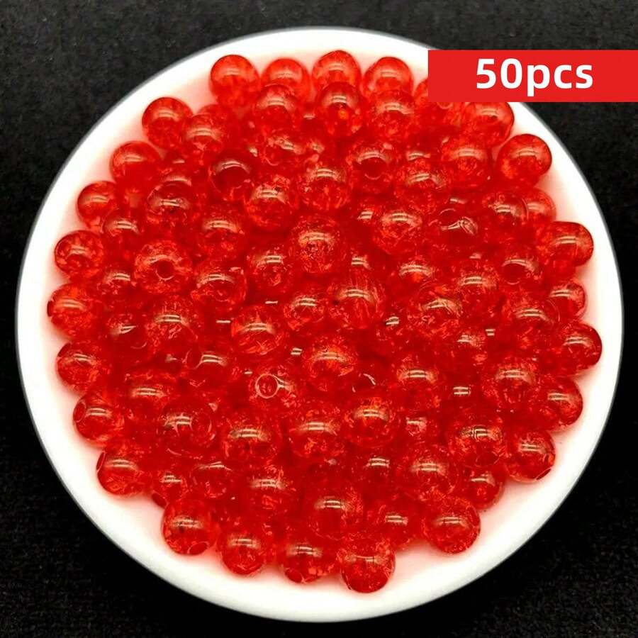 Yiwu Qiyou Accessories Co., LTD 50pcs/Set Acrylic Beads For DIY Jewelry Making - Red - View 1
