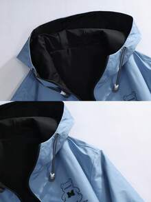 2-In-1 Men's Jacket, Reversible Loose Fit Hooded Outerwear, Couple Style, Spring/Autumn - Baby Blue - View 5
