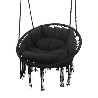 Hammock Hanging Swing Chair With Cushions In Black