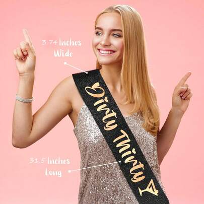 Forever 30th Birthday Dirty Thirty Sash Black Glitter With Gold Letters Dirty 30 Birthday Decorations Sash