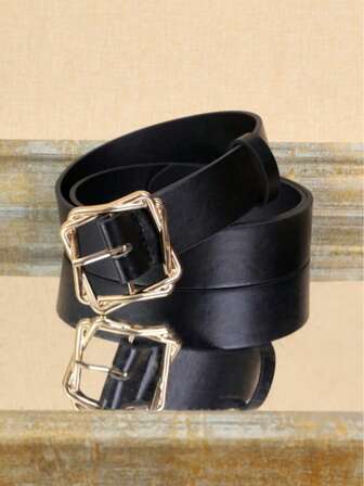 1 pieza Cinturón de mujer de piel de PU negra, estilo de calle casual de moda, adecuado para uso diario