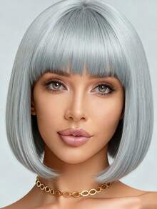 12-Inch Wine Red Bob Wig With Bangs, High Density, Versatile & Fluffy, Suitable For Women, Cosplay & Halloween - Multicolor - View 14