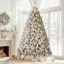 Árbol de Navidad artificial pre-iluminado con puntas de rama, Pino de Navidad de PVC de 4,5 pies / 6 pies / 7,5 pies con 250 led blancos cálidos,Árboles de vacaciones con soporte de metal,Fácil montaje - Decoración de Navidad interior para el hogar, la oficina - 4,5 pies - Ver 2