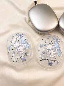 1pc Cute Blue Butterfly & Kitty Design Protective Case Compatible With Apple Max Headphones - Multicolor - View 4