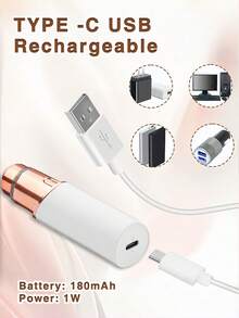 GENAI 女士便携式面部脱毛器，二合一眉毛修剪器和面部剃毛器，温和可充电设计 - 彩色 - 查看 7