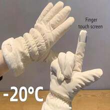 1 Pair Of Ladies' Warm Gloves, With Thick Lining, Windproof And Waterproof, Touch Screen Design, Suitable For Cycling, Driving, Outdoor Sports, Skiing And Commuting, Suitable For Autumn And Winter Seasons, Winter Gloves, Functional Gloves, Sports Gloves, Breathable Material, Reinforced Stitching, All-Season Gloves, Warm Gloves, Commuters - 黑色 - 查看 1