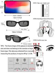 6pcs Geometric Frame Multi-Color Lens Bohemian Style Sexy Retro Women's Fashion Sunglasses, Suitable For Travel, Vacation, Outdoor Party, And Daily Wear - 6pcs 黑米豹紋 - 查看 6