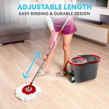 79349 Spin Mop Cleaning System With 3 Microfiber Mop Heads Red/GRAY Red/Black - 紅黑 - 查看 2