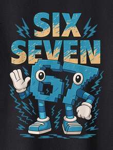 Young Boy Casual Cartoon Letter Print Short Sleeve T-Shirt, Summer - Black - View 4