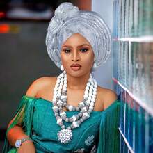 1件装时尚非洲自动头巾尼日利亚女士头巾成品婚礼头巾 - 彩色 - 查看 4