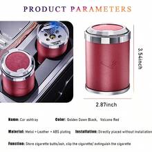 Cenicero de coche portatil con tapa desmontable inoxidable sin humo a prueba de olores y viento luz LED azul ideal para uso en vehiculos - Rojo - Ver 2