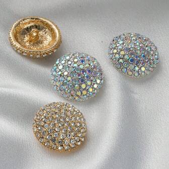 1pc Round Arched AB Rhinestone Full Cut Metal Large Button. Suitable For Fur Coats, Blazers, Cardigans, Sweaters, Dresses. Decorative Sewing Button. Can Also Be Used For DIY Shoes, Hats, Bags And High-End Jewelry Accessories.