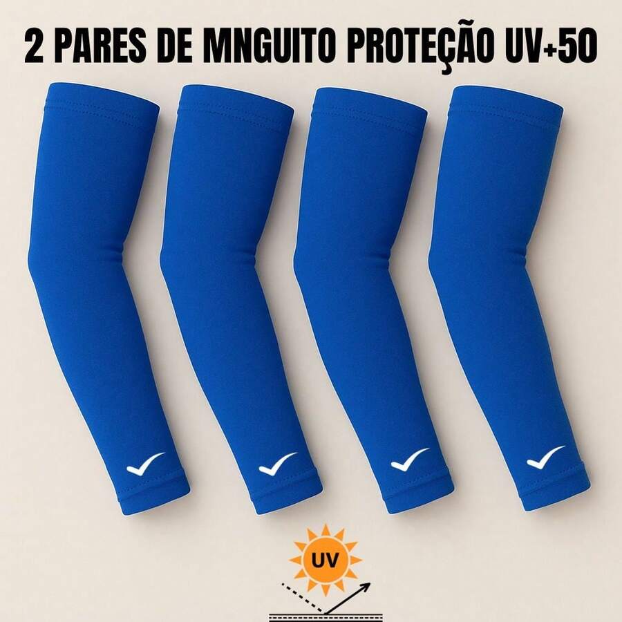 Kit Of 2 Pairs Of Base Layer Arm Sleeves - Sun Protection, Volleyball Arm Sleeves - 2 皇家藍 - 查看 1