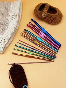 5支/9支/12支/14支铝制钩针套装，光滑铝制材质，适用于大多数毛线和钩针编织项目