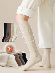 1/3/5 Pairs Women's Thick Warm Mid-Calf Socks, Autumn/Winter - Multicolor - View 2